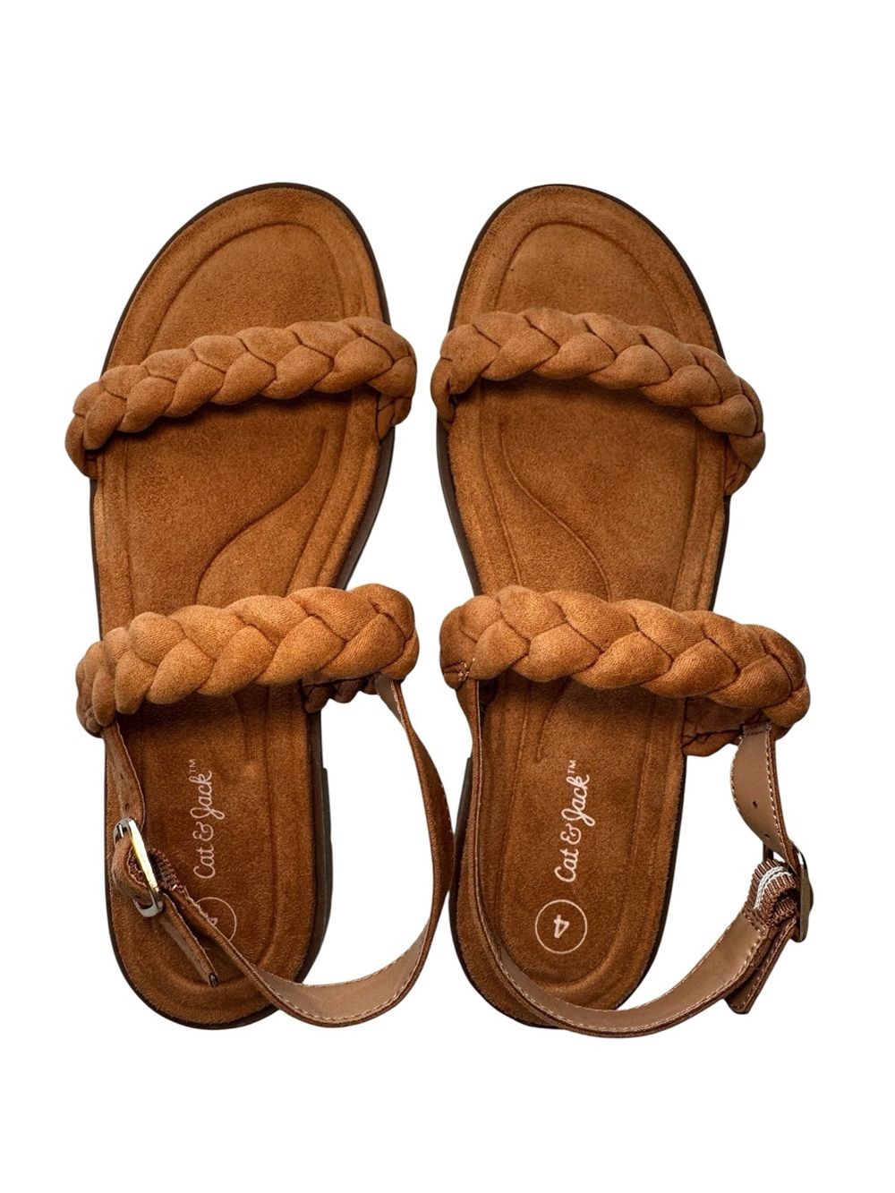 Cat & Jack Girls Braided Strap Sandals Size 4 Brown Summer Vacation